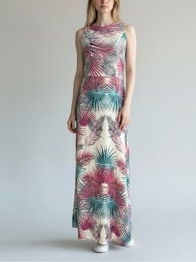 Hering Tropical Palm-Print Sleeveless Maxi Dress